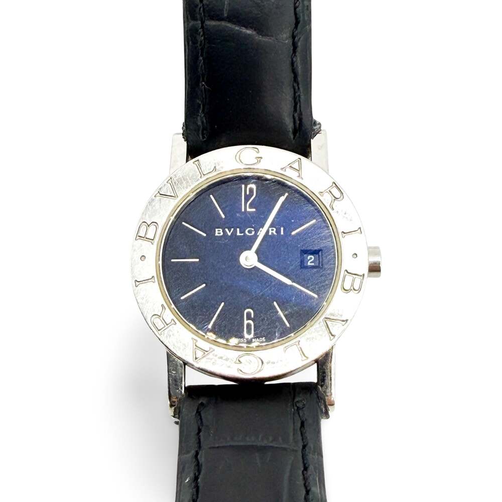 Bulgari Blue Dial Black Leather Watch #351757F61B